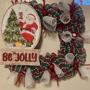 Festive Christmas Wreath with Santa and Tree